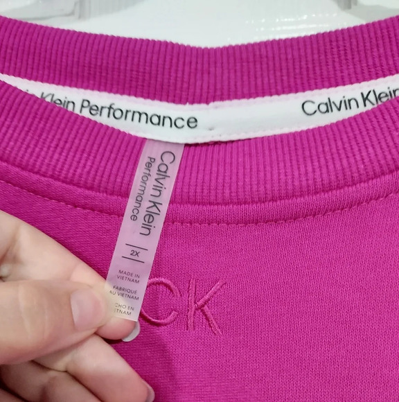 NWT Calvin Klein Performance Pink Terry Cozy Sweatshirt in Size 2X - Picture 3 of 11